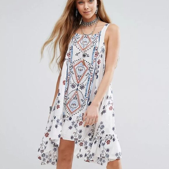 Free People Ankka Boarder Print Dress in Ivory Combo - Picture 1 of 9